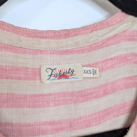 Faherty Isha Linen Sleeveless Pintuck Mini Dress Pink Cinque Terre Stripe XXS - Picture 5 of 7